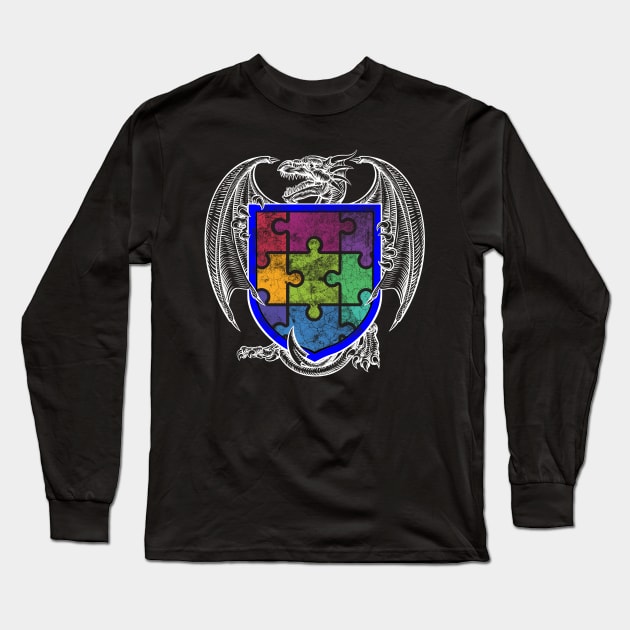 Dragon Shield Autism Awareness Long Sleeve T-Shirt by chiinta